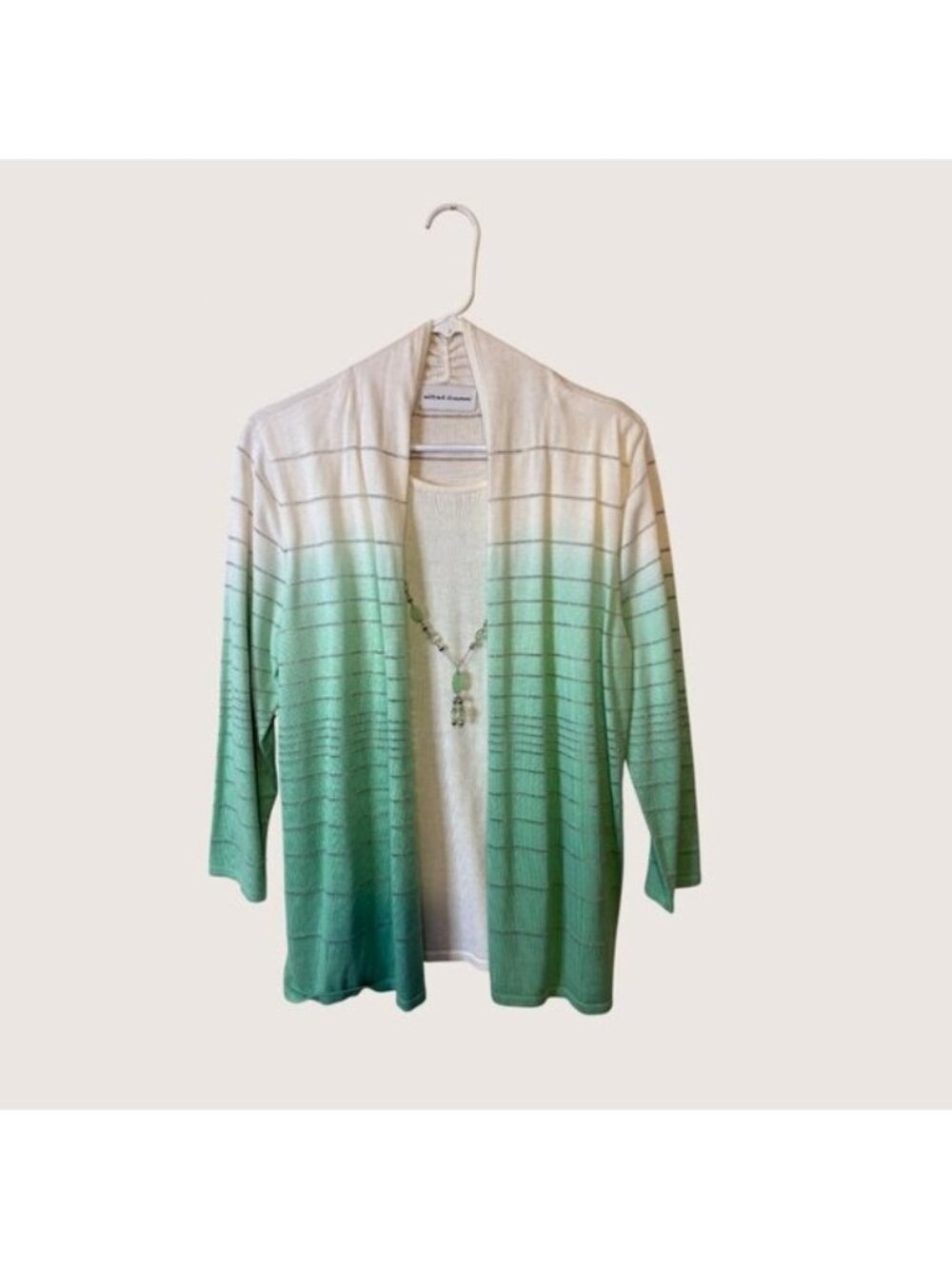 Alfred Dunner Ombre Cardigan – Size Medium Light Green and White